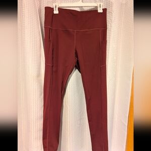 Maroon High-Waisted Workout Leggings